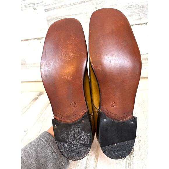 El Condor 8.5 Yellow Gold Leather Loafers Vintage Western Rustic Spanish main image 8